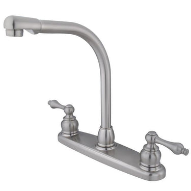 Kingston Brass Victorian High Arch Kitchen Faucet with Lever Handles, Satin Nickel Kitchen Faucet Kingston Brass